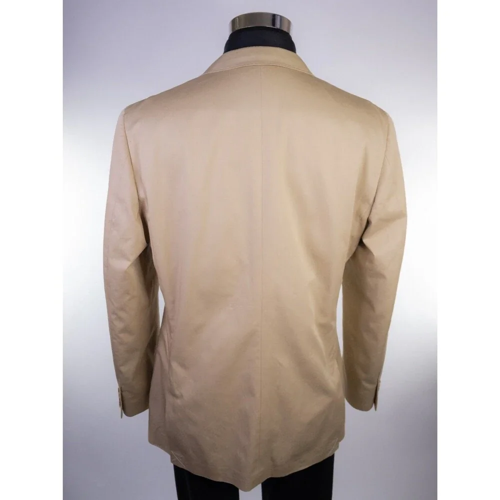 J.Crew Ludlow Blazer Mens 42L Khaki Tan Solid Cotton Larusmiani Sport Coat